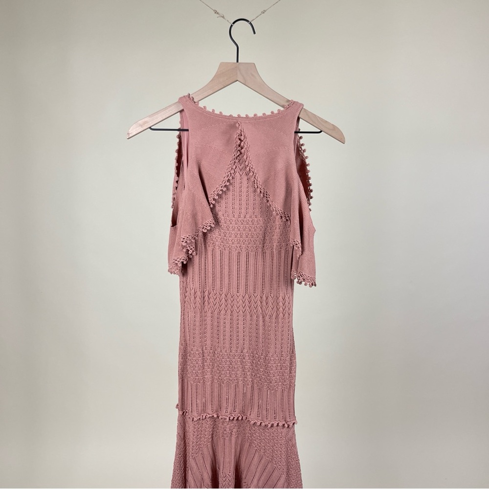NWT Jonathan Simkhai x Intermix Crochet Knit Handkerchief Midi Dress in Blush - Picture 7 of 7